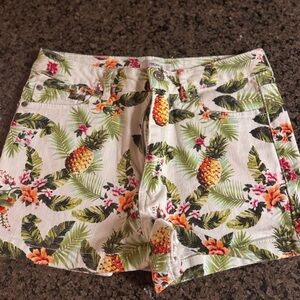 Tropical Print Women's Jean Shorts